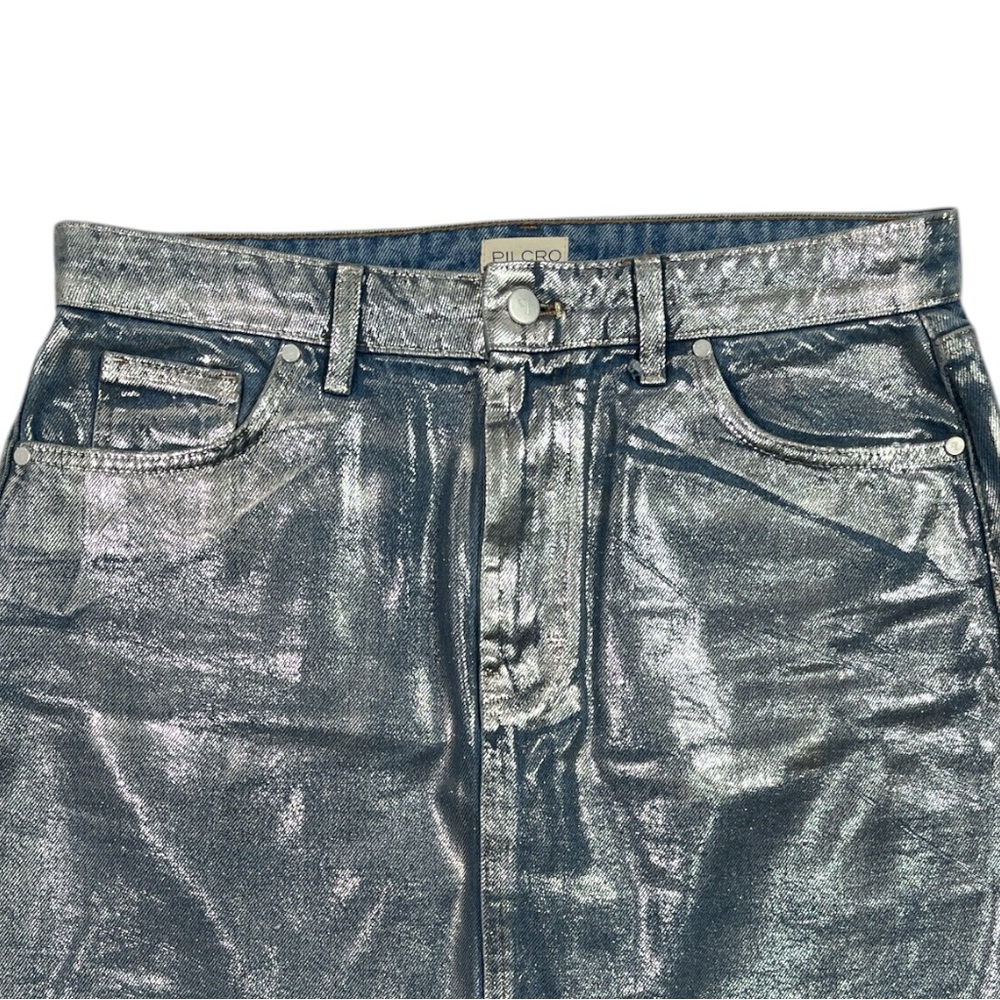 Pilcro Light Blue with silver metallic Mini Skirt - Picture 7 of 10